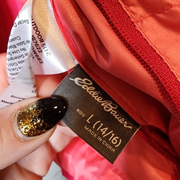 Eddie Bauer Reversible Down Puffer Pink Ombre Coat Kids Youth Size L (14/16) - Picture 2 of 16